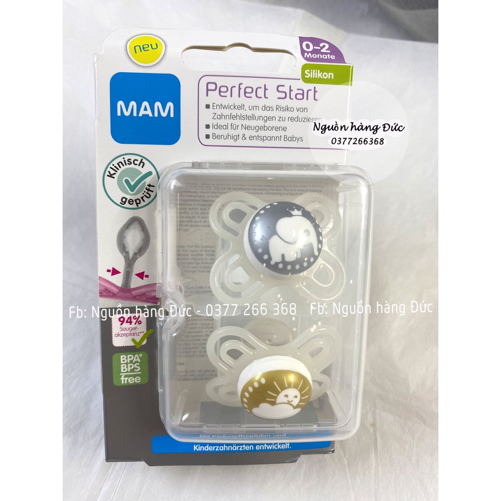 Ti giả MAM Đức 0-2m chỉnh nha cho bé MAM Perfect start - cho bé từ sơ sinh tới 2 tháng tuổi