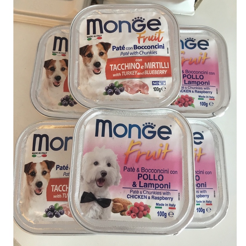 Pate Monge trái cây thơm ngon dành cho chó tại Nupet | Thức ăn ướt dinh dưỡng Monge cho chó hộp 100g