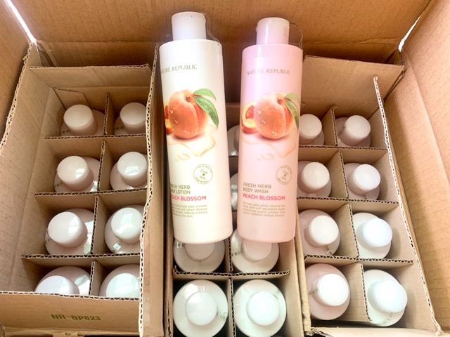 SỮA TẮM/SỮA DƯỠNG THỂ NATURE REPUBLIC FRESH HERB PEACH BLOSSOM BODY WASH/LOTIO | BigBuy360 - bigbuy360.vn