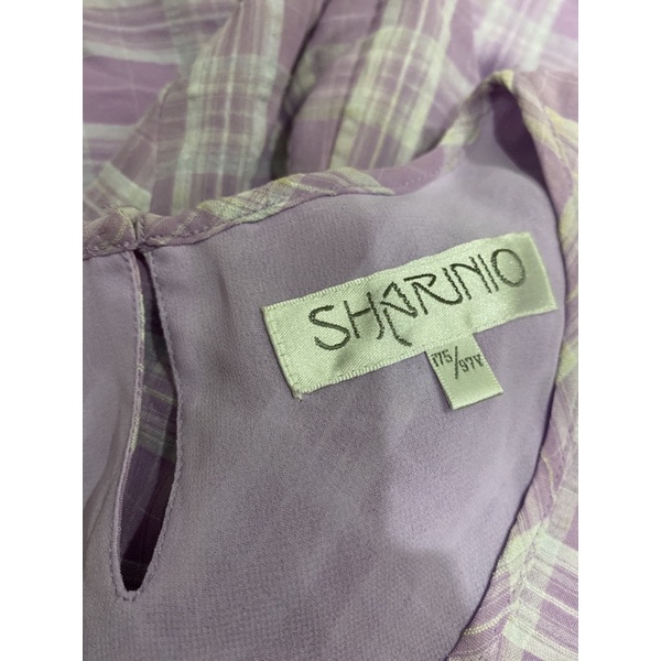 Đầm vintage caro tím lilac hiệu - secondhand