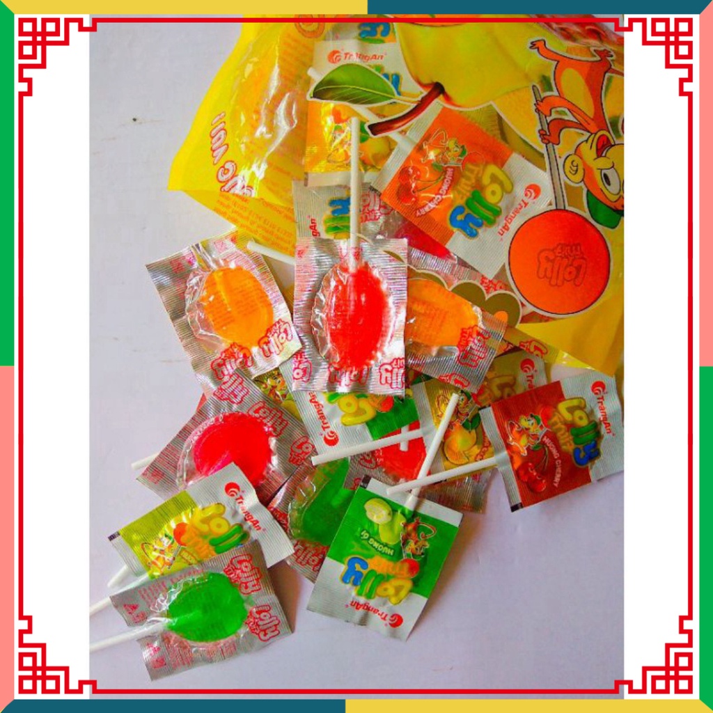 Kẹo mút hoa quả Loly Fruit 72g, 12 que/gói, nhãn hiệu Tràng An, hạn dùng 12 tháng