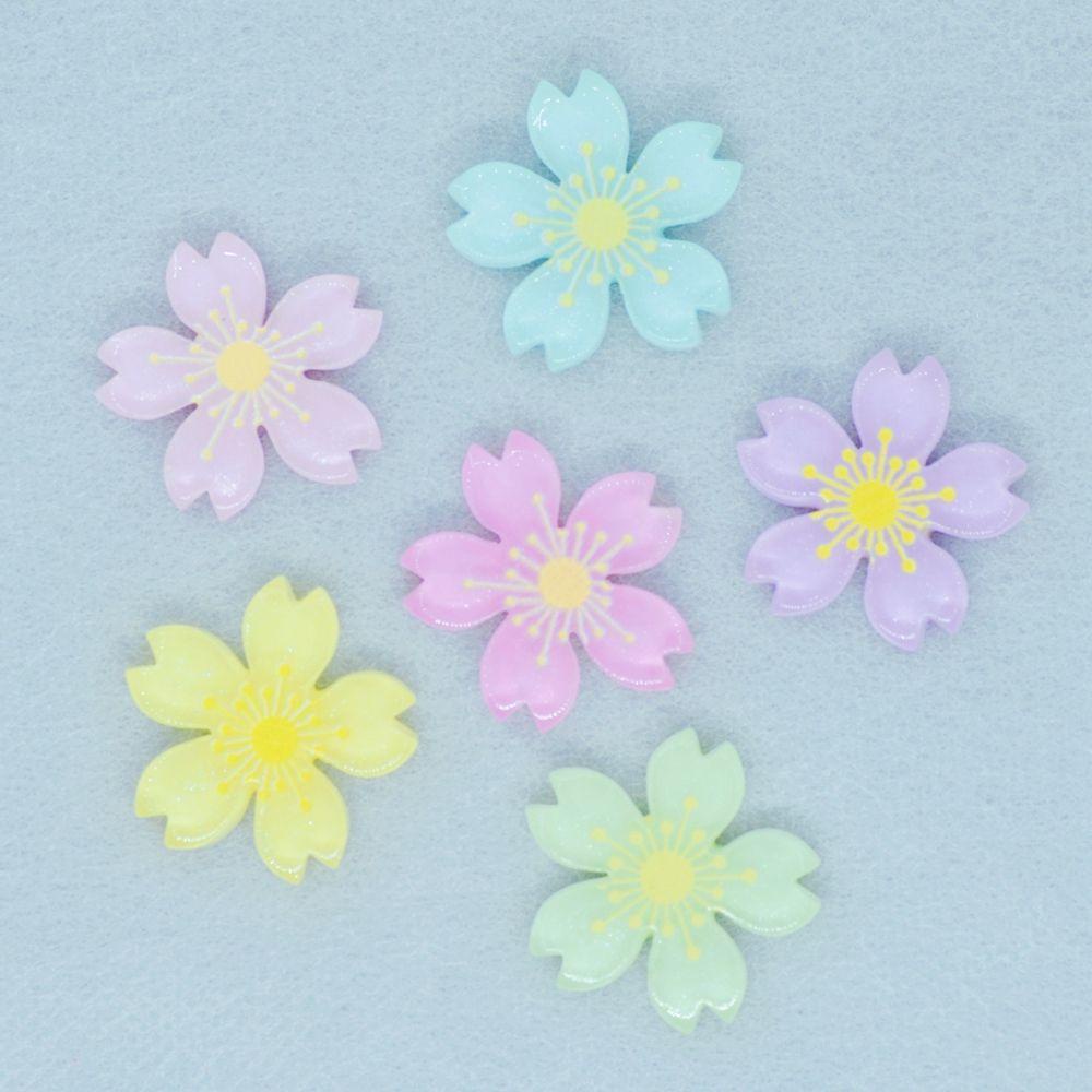 Set 20 Hoa Anh Đào Bằng Nhựa Resin Trang Trí Điện Thoại / Sổ Tay DIY