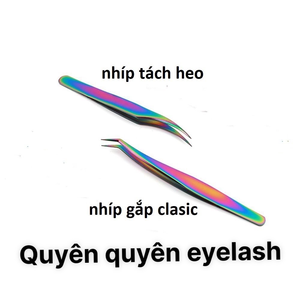nhíp gắp classic 7 màu + nhíp tách heo 7 màu - dụng cụ nối mi - quyên quyên eyelash