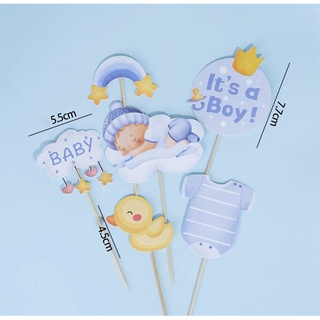 Set 6 que cắm it's a boy + em bé xanh