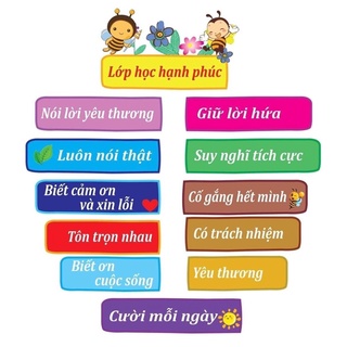 Lớp học hạnh phúc ép plastic có gắn sẵn miếng dán vào tường