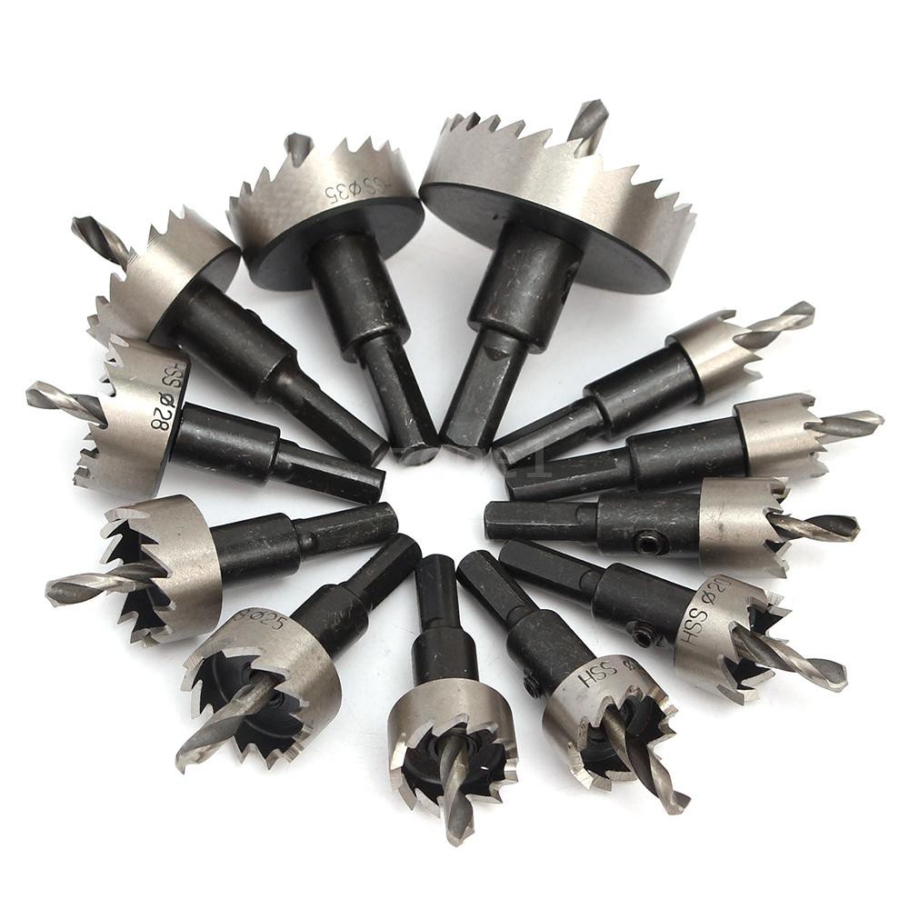 zone1 12PCS HSS Drill Bit Hole Saw Tooth Set Stainless Steel Metal Alloy Cutter 15-50mm