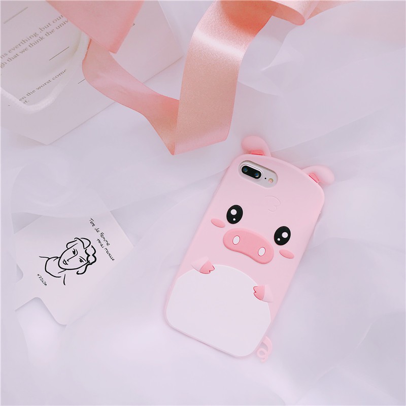 Ốp điện thoại phối hình chú heo dễ thương dành cho iPhone X XS Max XR iPhone 8 7 6 6S Plus 11 Pro Max SE 2020