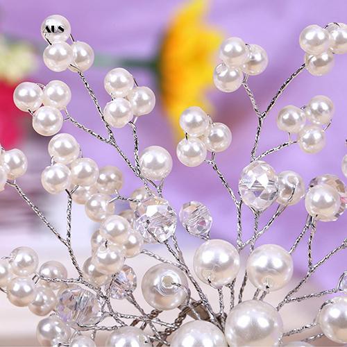 ♔Lược Cài Tóc Hình Hoa Đính Ngọc Trai Giả Cho Cô Dâu