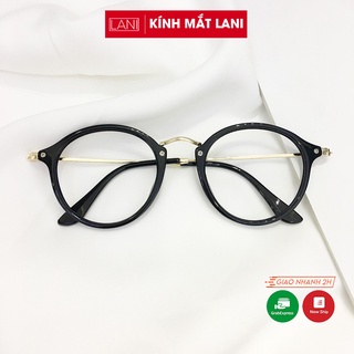 Kính Cận Nam Nữ Retro Thời Trang Dáng Tròn màu đen Lani 207 - Lắp Mắt Cận Theo Yêu Cầu