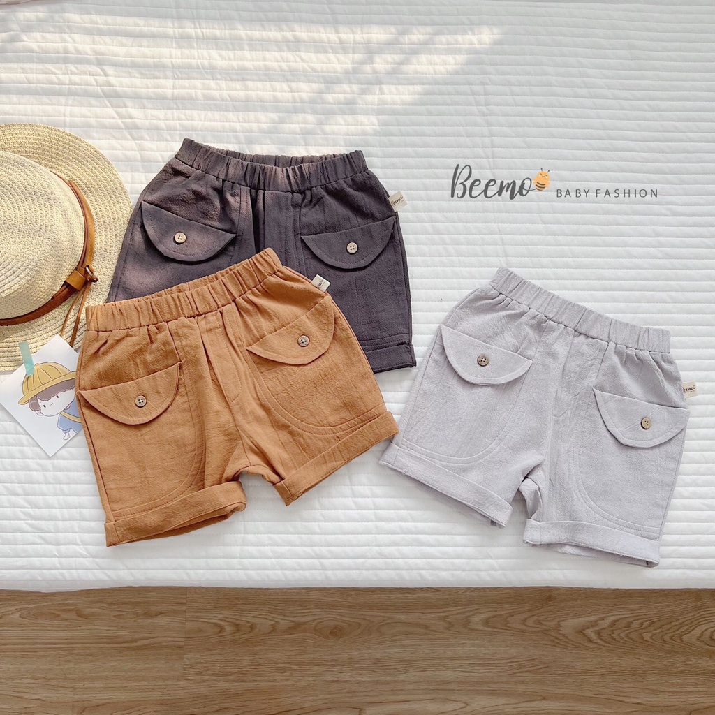 Bộ set quần áo Beemo vải đũi Hàn sát nách kẻ ngang mặc hè 3 màu cho bé trai,bé gái từ 1 đến 6 tuổi 22107B