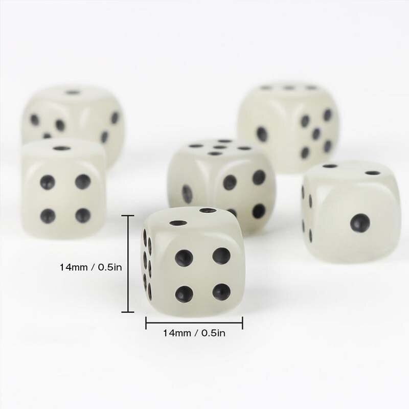 Bộ 06 Xúc Xắc Xí Ngầu 14mm Dạ Quang Phát Sáng Ban Đêm