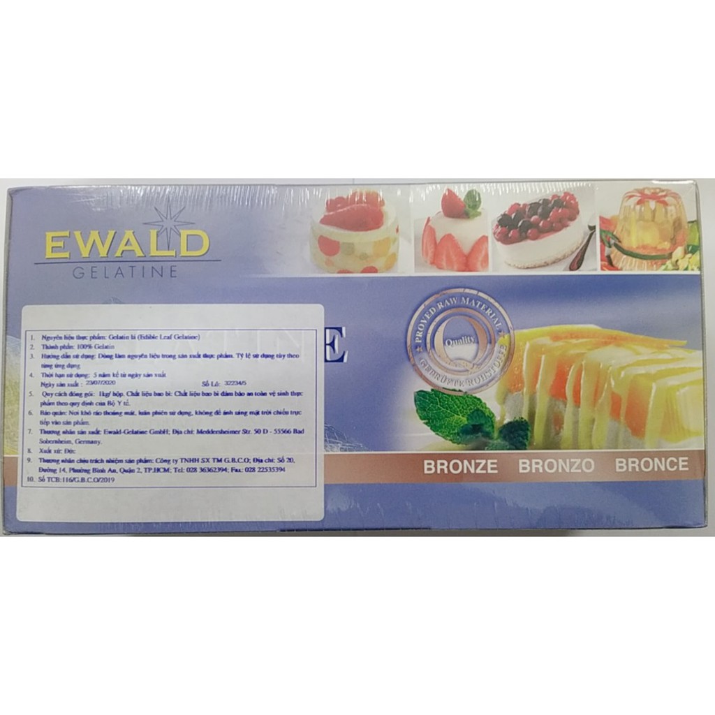 1kg Lá Gelatine Đức Ewald / Lá Gelatin Ewald