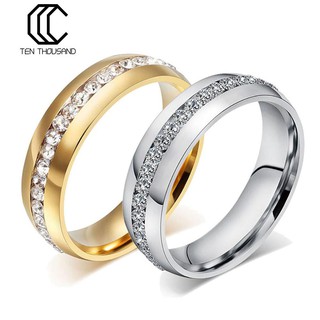 Nhẫn thép Titan dát hàng đá thời trang cho cặp đôi