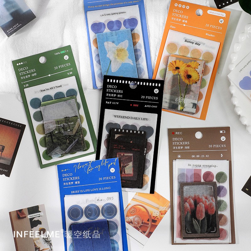 Sticker - Set 15 Hình Dán Nhiều Kích Cỡ Kèm 5 Bảng Sticker Chấm Trang Trí Bullet Jounals/ Góc Học Tập