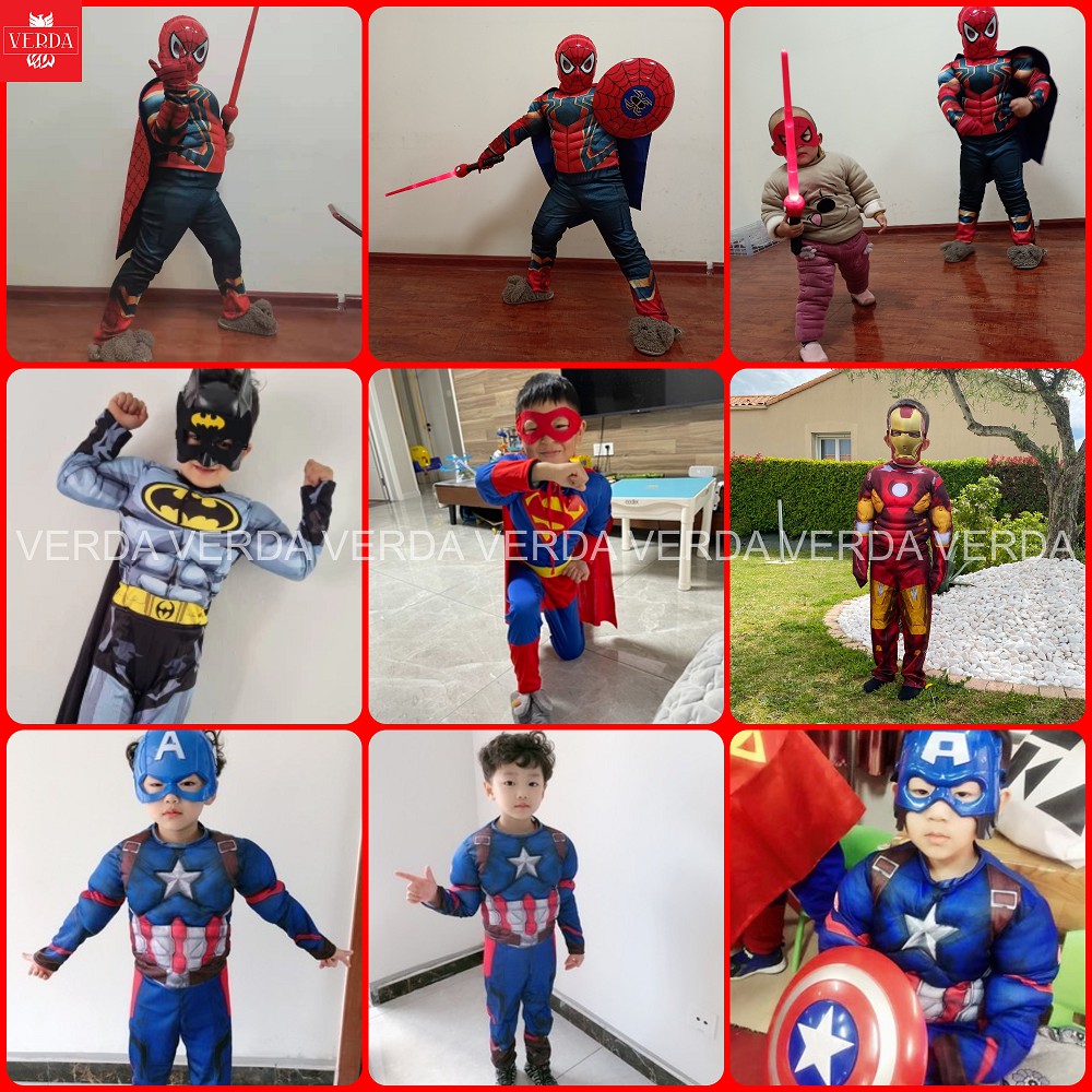 Quần áo siêu nhân bộ đồ bé hoá anh hùng người nhện dơi sắt spiderman captain ironman spider man super man batman trẻ em