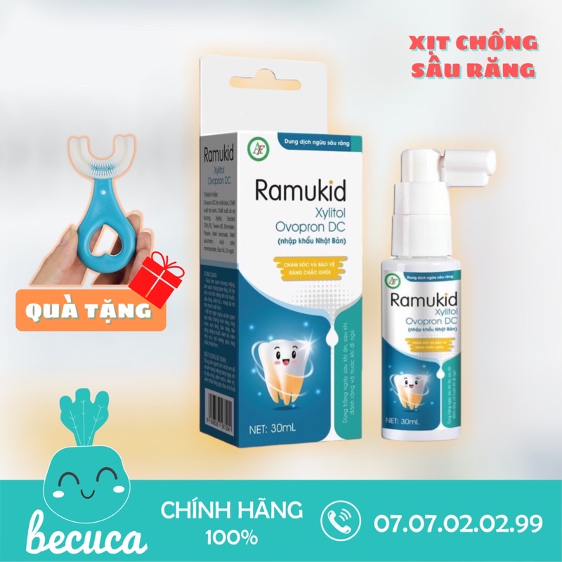 Xịt Chống Sâu Răng RAMUKID an toàn dành cho bé, giúp làm sạch và bảo vệ men răng, ngăn ngừa mảng bám