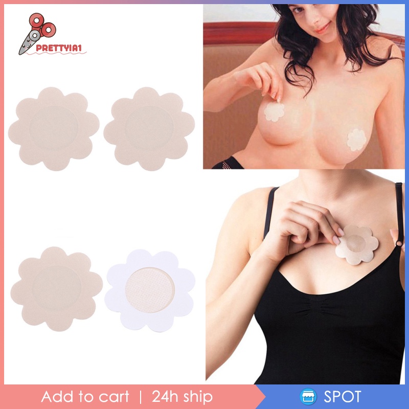 20x Satin Beige Flower Breast Nipple Cover Sticker Bra Pad Patch Disposable