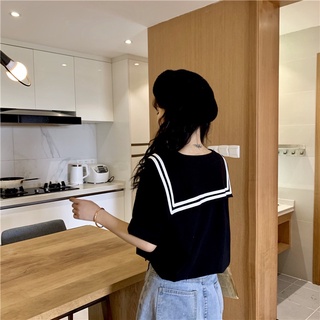 Áo Thun Nữ Tay Lửng Cổ Thủy Thủ Thời Trang