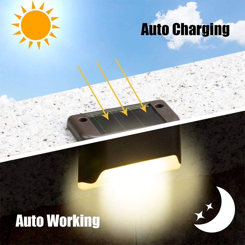 4 Đèn LED Năng Lượng Mặt Trời Chống Thấm Nước Cho Cầu Thang Sân Vườn