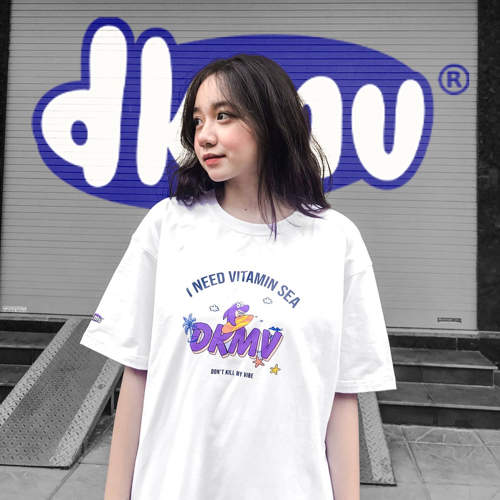 Áo thun nữ cotton form rộng màu trắng | DKMV White Vitamin Sea Tee