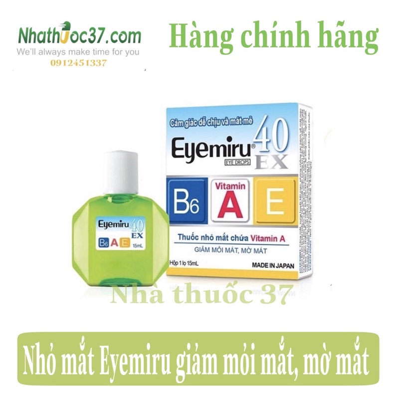 Nhỏ mắt Eyemiru 40 EX chính hãng Nhật giảm mỏi mắt mờ mắt mang lại cảm giác dễ chịu và mát mẻ