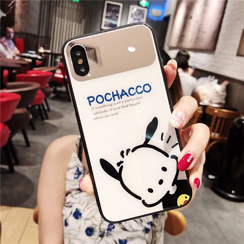 [ IPHONE ] Ốp Lưng Kính Cương Lực Pochacco - Lens Gương - K002