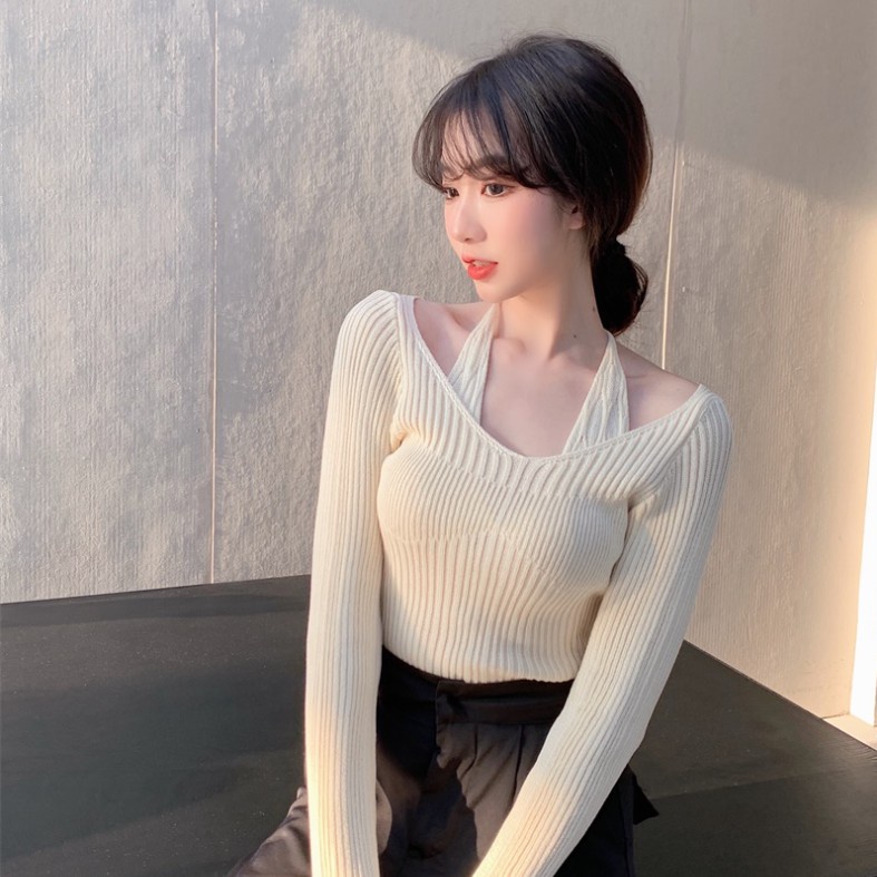 Áo Sweater Tay Dài Hở Vai Dáng Ôm Quyến Rũ Thời Trang Cho Nữ Unique