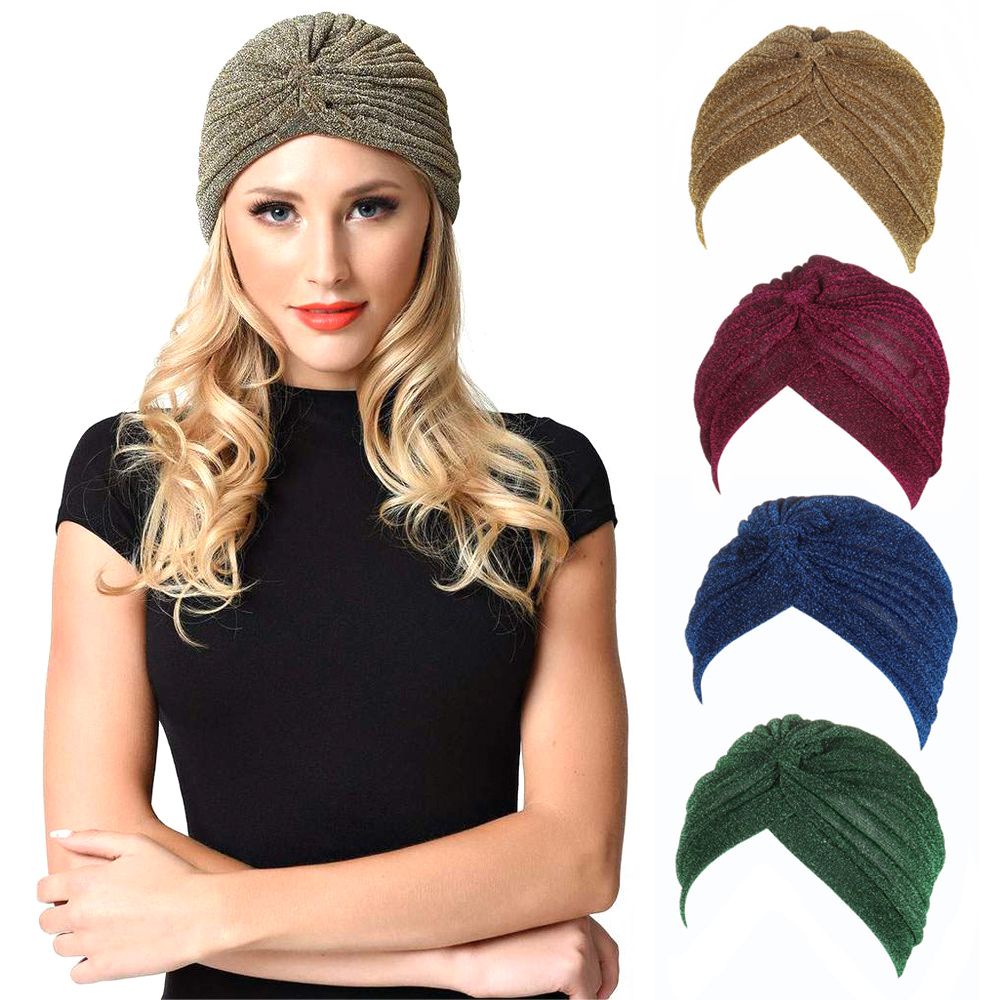 YUDESHUI Mũ turban trùm đầu mềm mại co giãn nhiều màu thời trang cho nữ