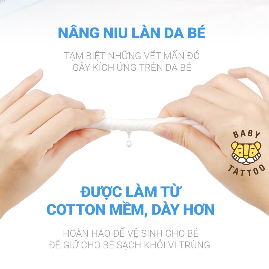 BABY TATTOO Combo 5 Khăn Giấy Ướt Cao Cấp Không Mùi, Gói 80 Miếng