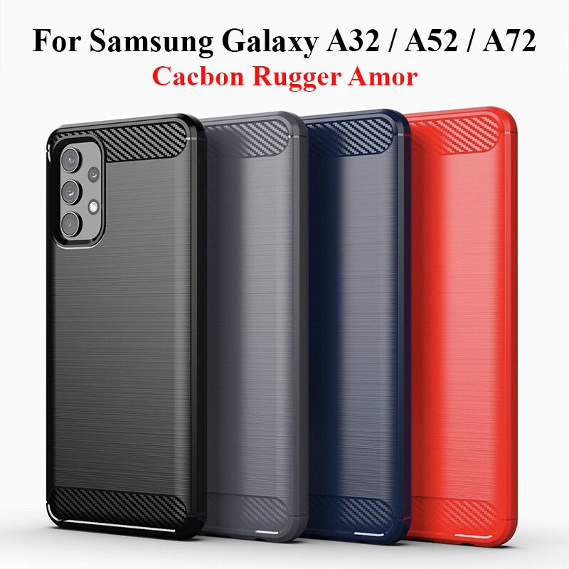 Ốp lưng dẻo Samsung Galaxy A32 / A52 / A72 vân sợi cacbon chống sốc Rugger Amor