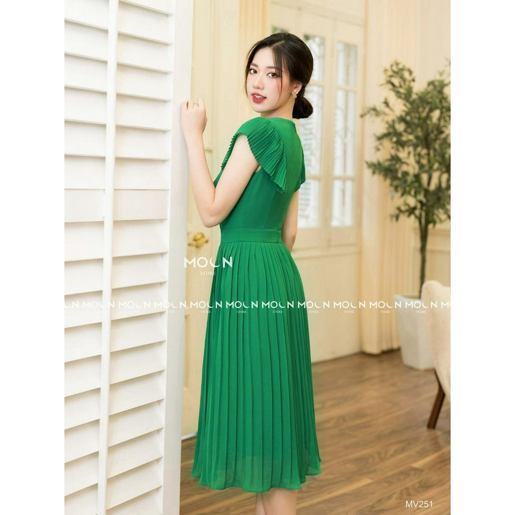 Váy dài nữ công sở liền thân, đầm xòe thiết kế thắt eo dáng dài sang chảnh chất chiffon cao cấp MV251 Moon