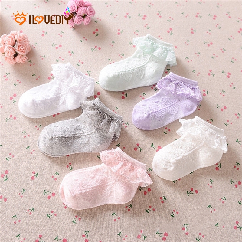 Vớ Cotton Phối Ren Kiểu Dáng Xinh Xắn Dành Cho Bé Gái