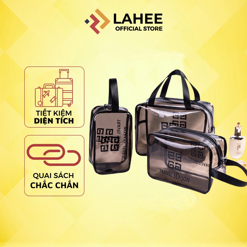 Túi đựng mỹ phẩm du lịch trong suốt chống nước, túi đựng đồ trang điểm TRAVEL SEASON - LAHEE 15BTDD