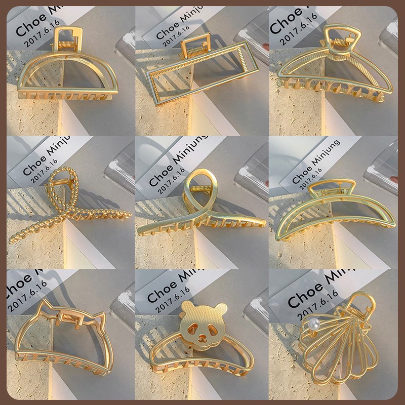 Kẹp Cua Kẹp Tóc Kim Loại Cỡ Lớn Xinh Xắn Cho Nữ Phong Cách Retro Hàn Quốc