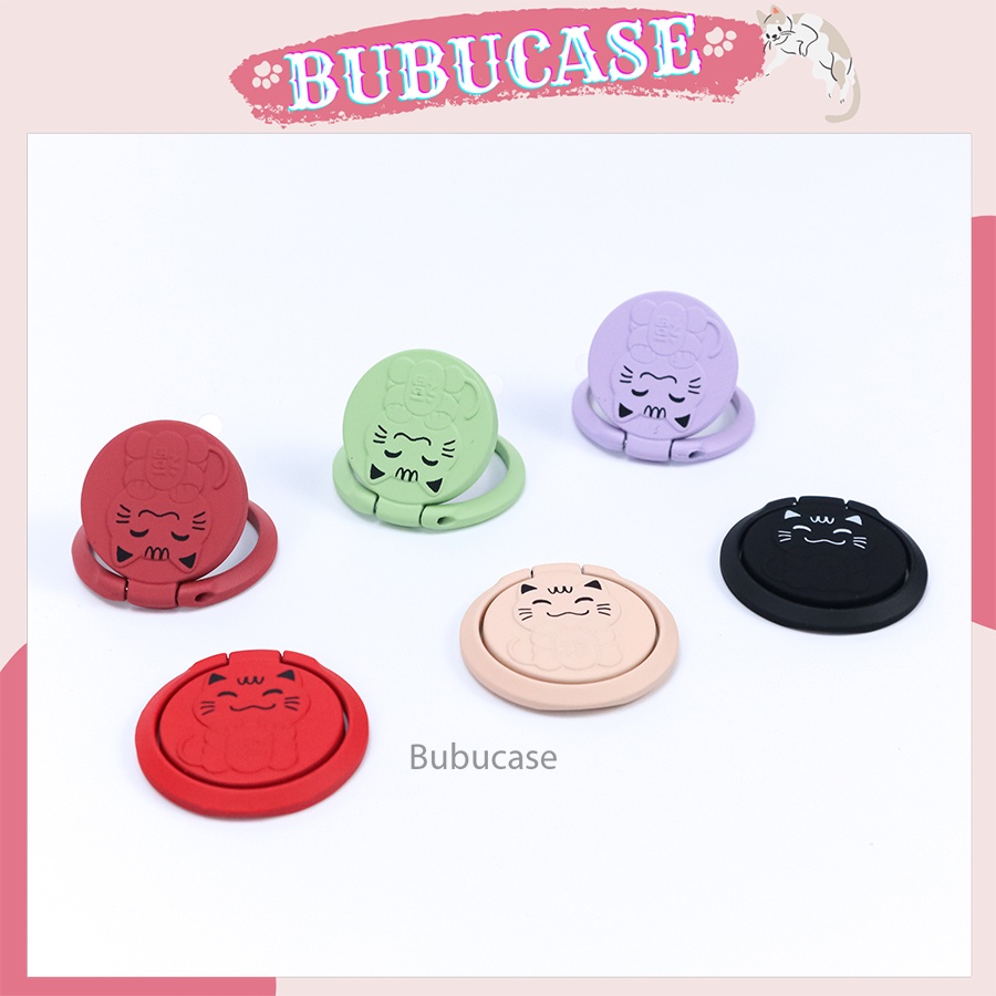 Pop socket giá đỡ dán mặt lưng điện thoại họa tiết mèo thần tài cute - Nhiều màu sắc, chất liệu kim loại cao cấp