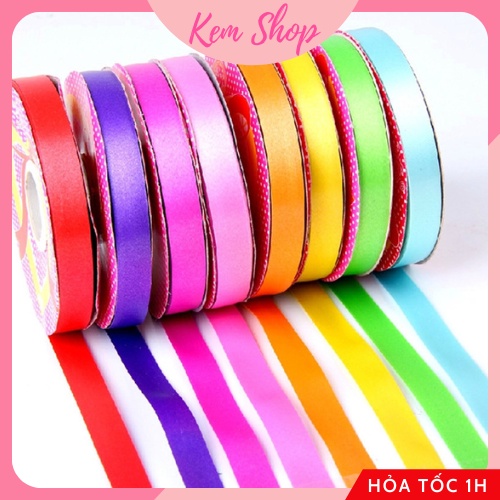 Dây ruy băng trơn màu 1.2cm dùng gói quà tặng, buộc bóng trang trí sinh nhật - Kem Shop K309