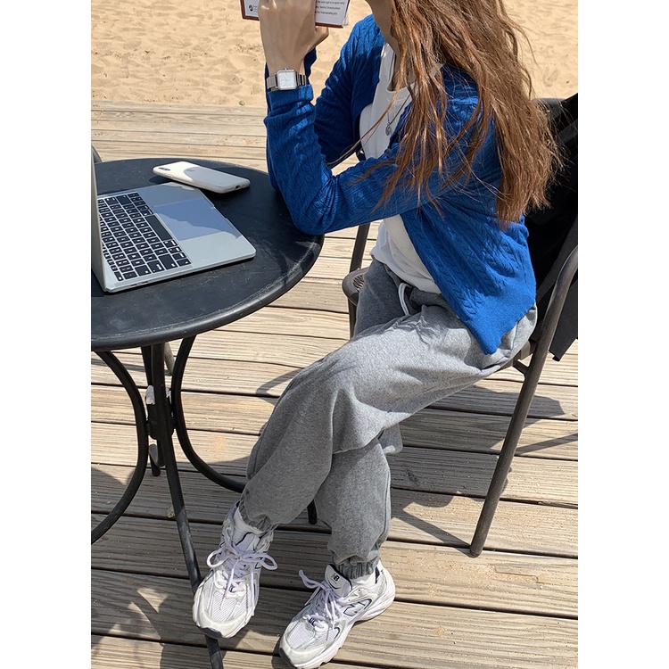Quần Jogger thể thao nữ Cao cấp Ống rộng Ulzzang Hàn Quốc Quần Jogger Lưng cao Cotton Thời trang