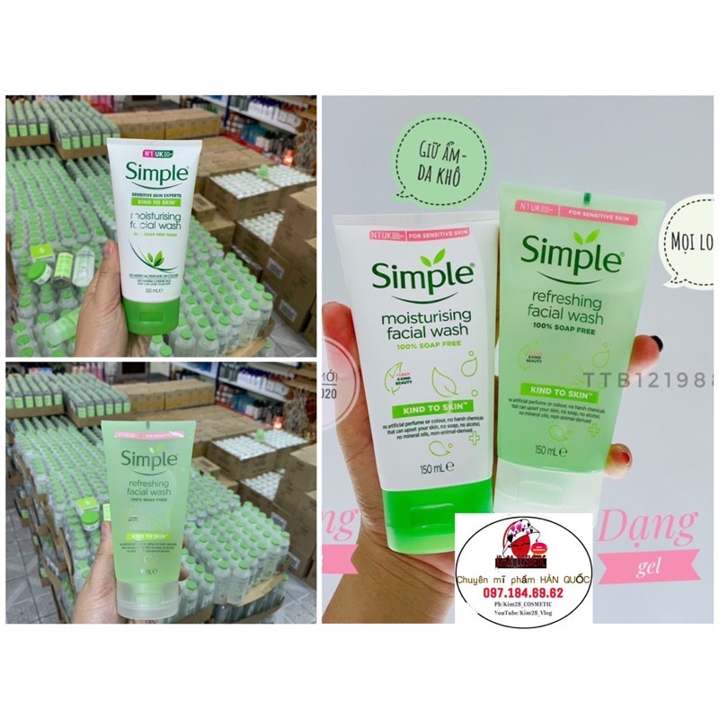 Sữa rửa mặt Simple CHÍNH HÃNG