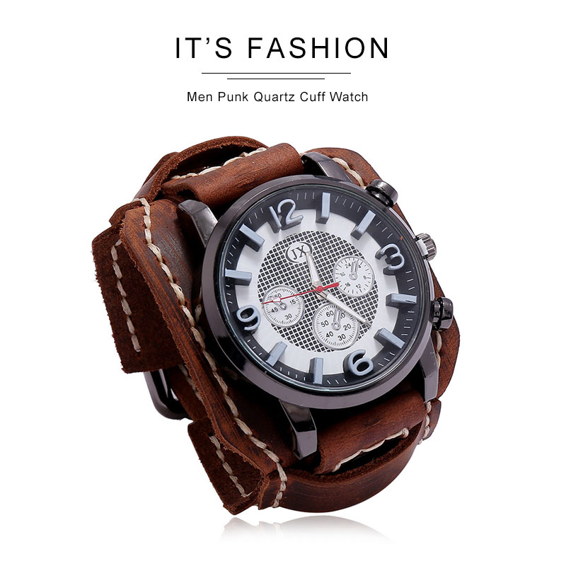 Đồng Hồ Đeo Tay Dây Da Bản Rộng Phong Cách punk Thời Trang 2020 Cho Nam Màu Sắc