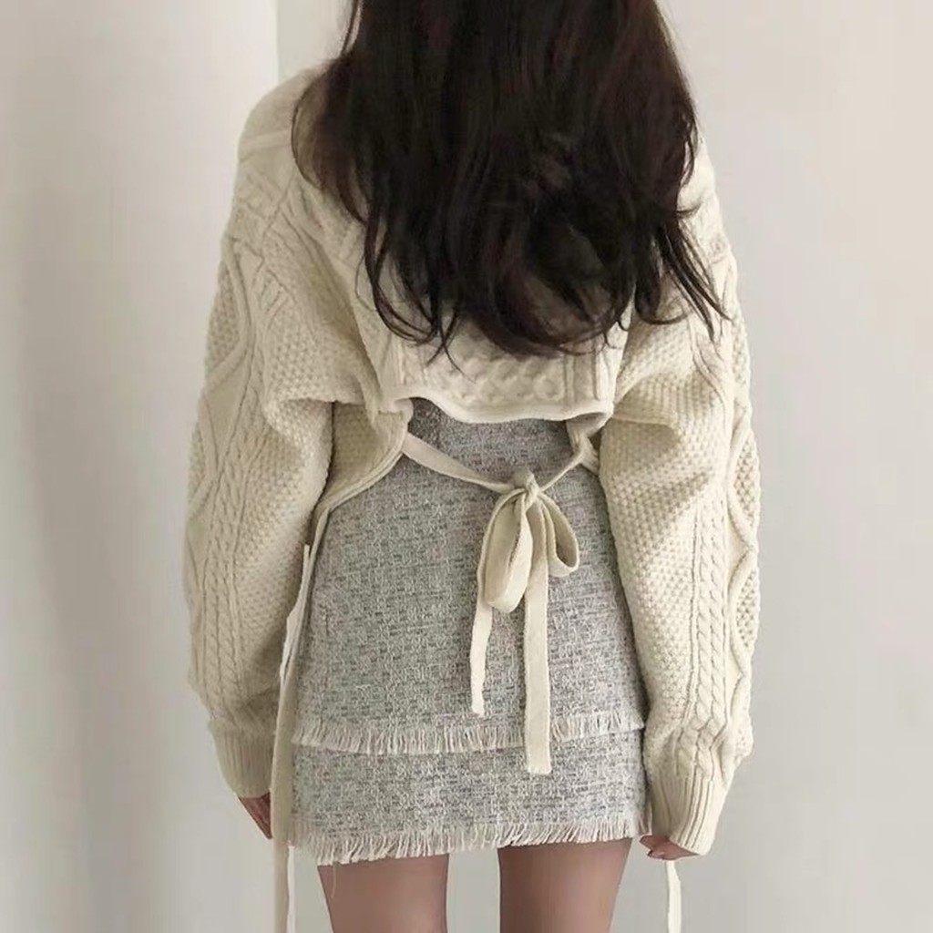 [HÌNH THẬT] Áo len / Sweater thắt nơ sau lưng