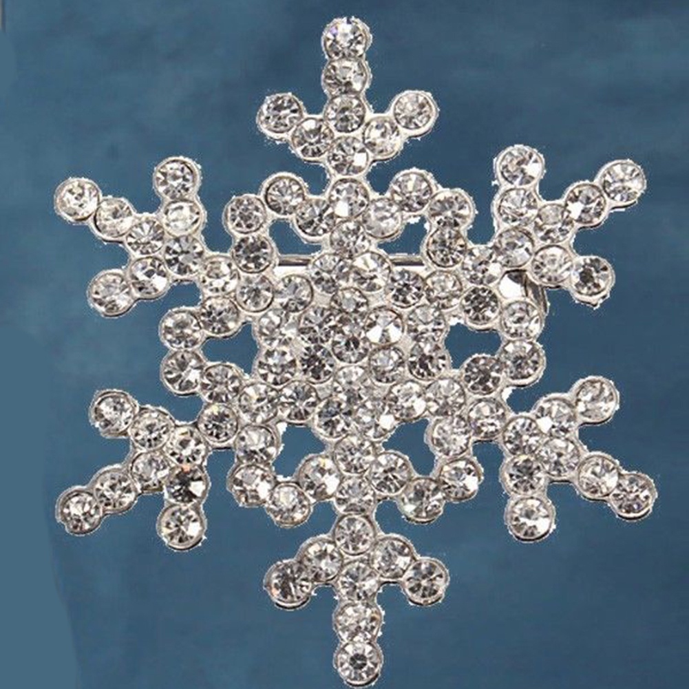 Ghim cài áo nữ hình bông tuyết đính đá thanh lịch thời trang