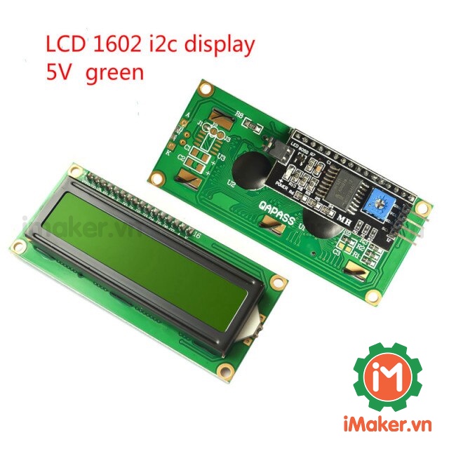 Lcd1602 Module Lcd Xanh/ Vàng Xanh Màn Hình 1602, Màn Hình Hiển Thị Lcd Pcf8574T Pcf8574 Iic I2C 5V, Màu Xanh Lá