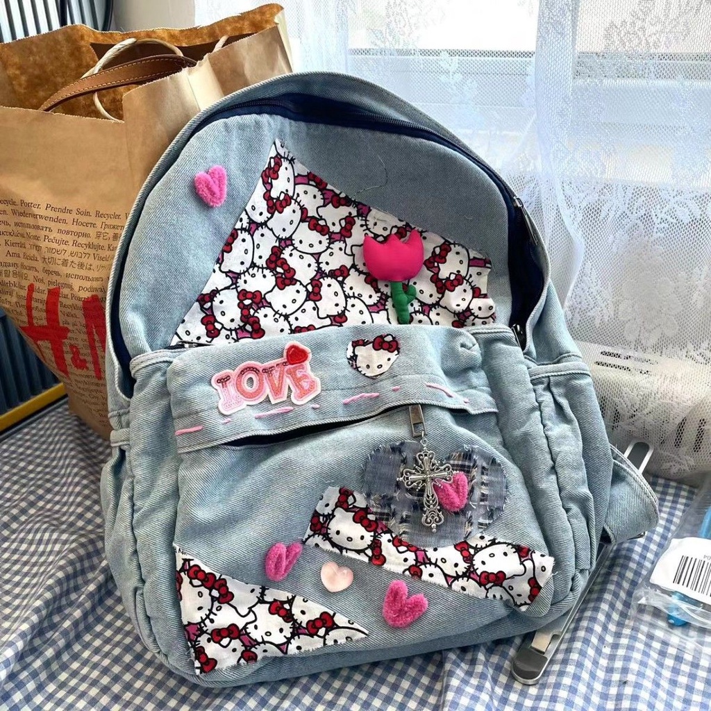 Ba Lô Đi Học In Hình Hello kitty Màu Sắc Tương Phản Sức Chứa Lớn Cho Nữ