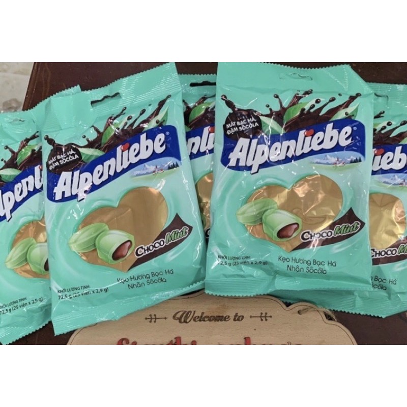 Kẹo Alpenliebe Bạc Hà Nhân Socola Gói 25 viên/1 thỏi