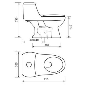 BÀN CẦU LIỀN KHỐI HC 1016 MEN CHỐNG BÁM BẨN KÈM NẮP RỬA ÊM, XẢ SOÁY MẠNH - BẢO HÀNH 2 NĂM