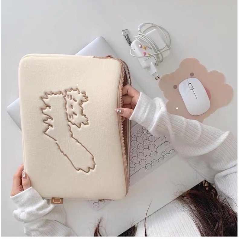 Túi Chống Sốc Dễ Thương Cho Laptop, Ipad, Macbook - Bao Đựng Laptop Lót Lông