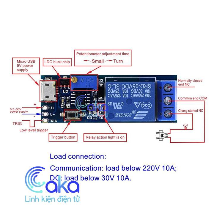 LKDT Mạch tạo trễ đóng ngắt relay 0~24s