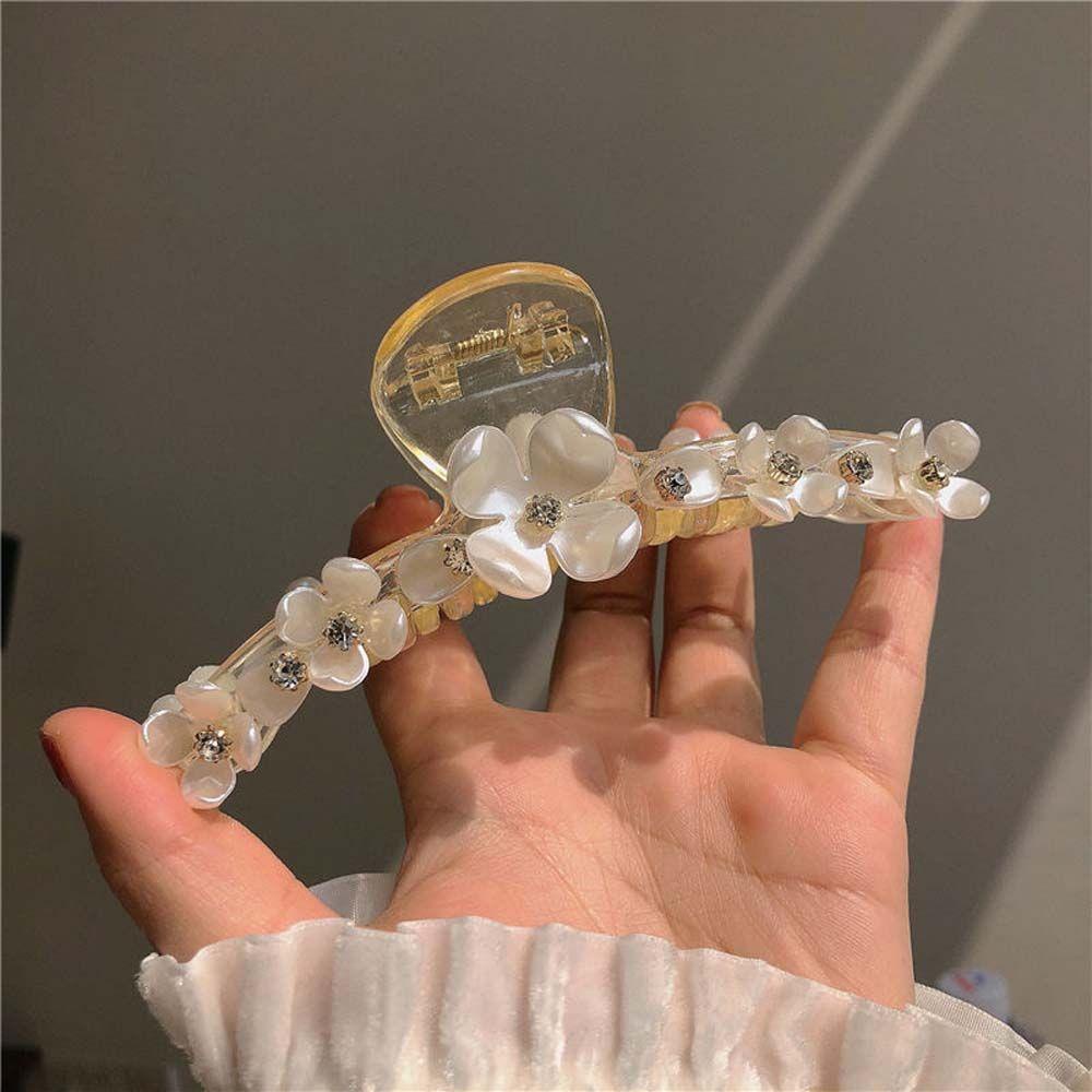 IVORY Kẹp Tóc Hình Vỏ Sò Đính Đá Thiết Kế Đơn Giản Dễ Phối Đồ Cho Nữ
