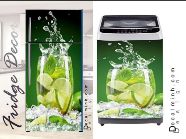 {LƯỚT XEM ẢNH} Combo Decal tem dán tủ lạnh + máy giặt cao cấp - 3D cao cấp