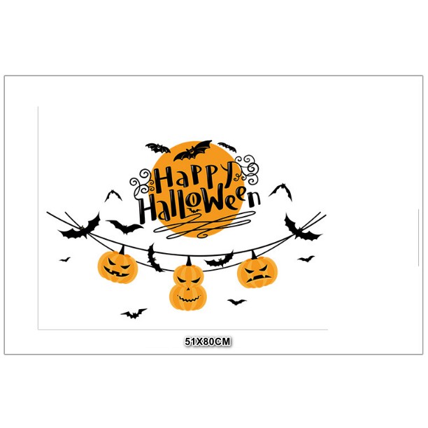 Decal trang trí tường - Dây Treo Bí Đỏ Halloween